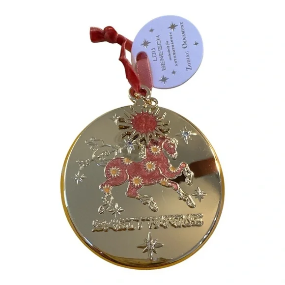 Anthropologie Lou Benesch Zodiac Ornament Gold Plated "Sagittarius" NWT - Picture 3 of 4